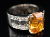 14K White Gold Yellow Sapphire and Diamond Ring