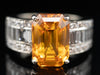 14K White Gold Yellow Sapphire and Diamond Ring