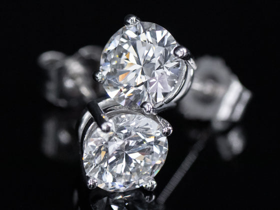 1 Carat Lab Diamond Stud Earrings in 14K White Gold