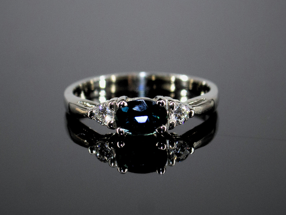 The Elaina Sapphire and Diamond Ring in 14K White Gold