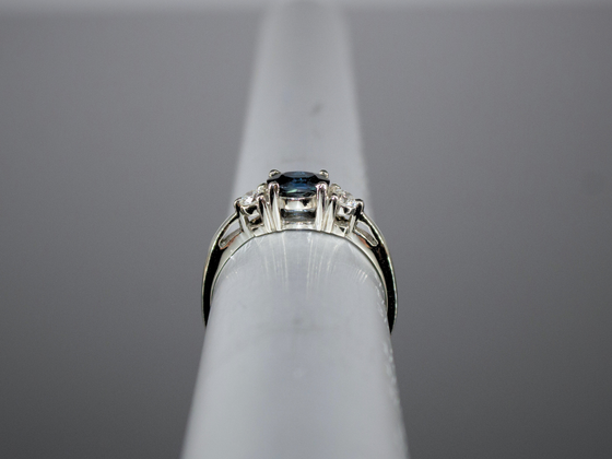 The Elaina Sapphire and Diamond Ring in 14K White Gold