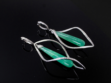  Chrysoprase Drop Earrings with Diamond Accents in 18K White Gold