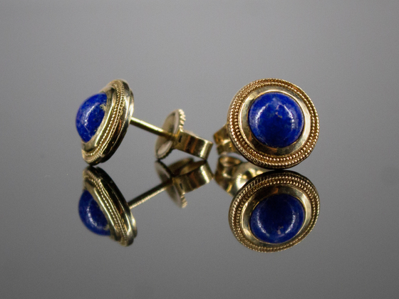 The Nellie Lapis Lazuli Stud Earrings in 14K Yellow Gold