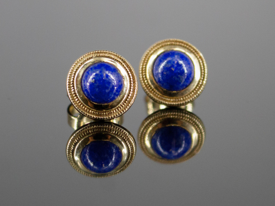 The Nellie Lapis Lazuli Stud Earrings in 14K Yellow Gold