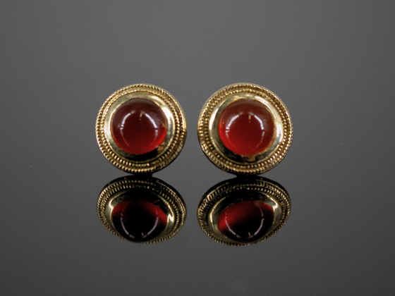The Nellie Carnelian Stud Earrings in 14K Yellow Gold