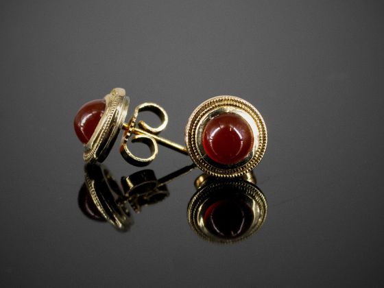 The Nellie Carnelian Stud Earrings in 14K Yellow Gold