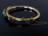 Victorian Turquoise Glass Bangle in 14K Yellow Gold