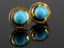  The Nellie Turquoise Stud Earrings in 14K Yellow Gold