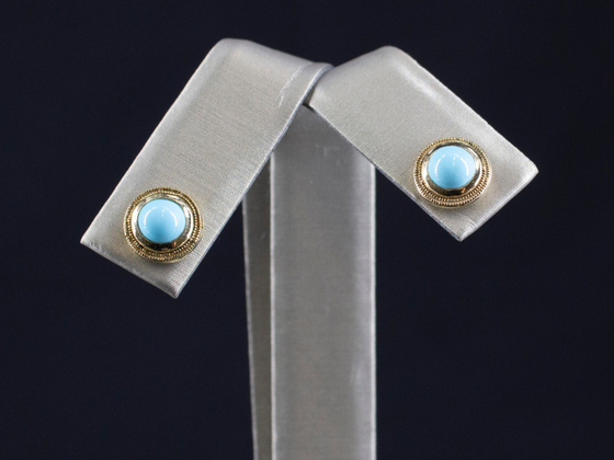 The Nellie Turquoise Stud Earrings in 14K Yellow Gold