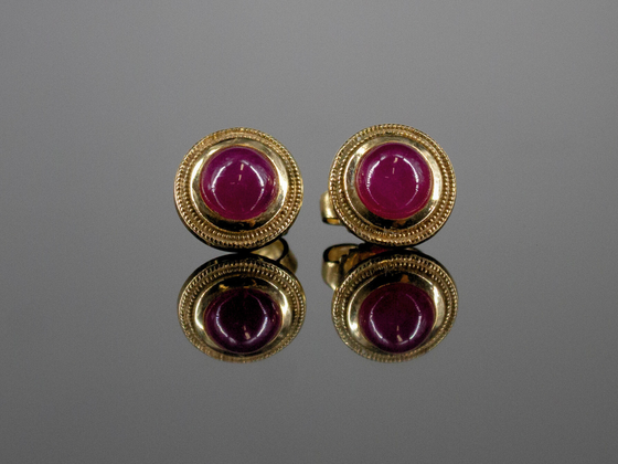 The Nellie Ruby Stud Earrings in 14K Yellow Gold