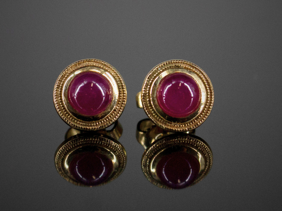 The Nellie Ruby Stud Earrings in 14K Yellow Gold