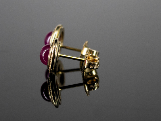 The Nellie Ruby Stud Earrings in 14K Yellow Gold