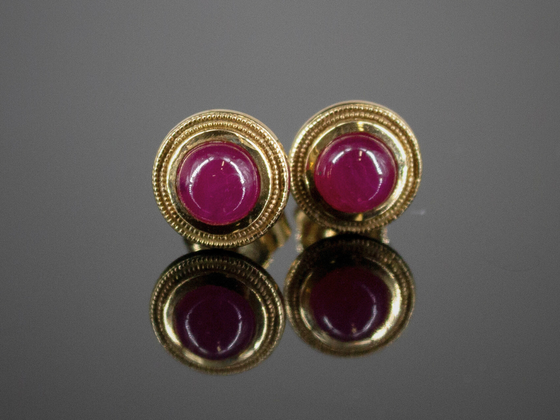The Nellie Ruby Stud Earrings in 14K Yellow Gold