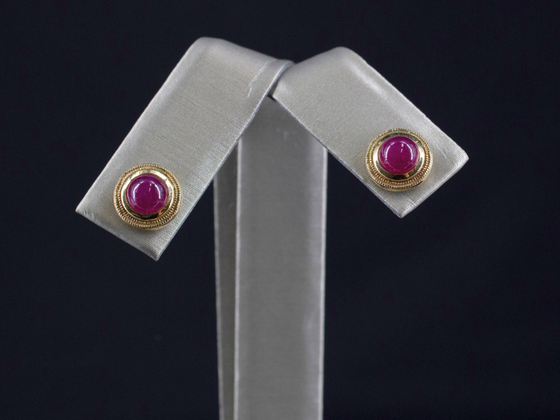 The Nellie Ruby Stud Earrings in 14K Yellow Gold