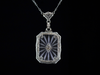 Camphor Glass and Diamond Pendant in 14K White Gold with 17" 10K White Gold Chain