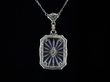  Camphor Glass and Diamond Pendant in 14K White Gold with 17" 10K White Gold Chain