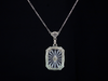 Camphor Glass and Diamond Pendant in 14K White Gold with 17" 10K White Gold Chain