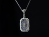 Camphor Glass and Diamond Pendant in 14K White Gold with 17" 10K White Gold Chain