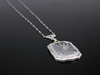 Camphor Glass and Diamond Pendant in 14K White Gold with 17" 10K White Gold Chain