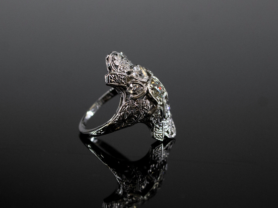 Edwardian Diamond Dinner Ring in 18K White Gold