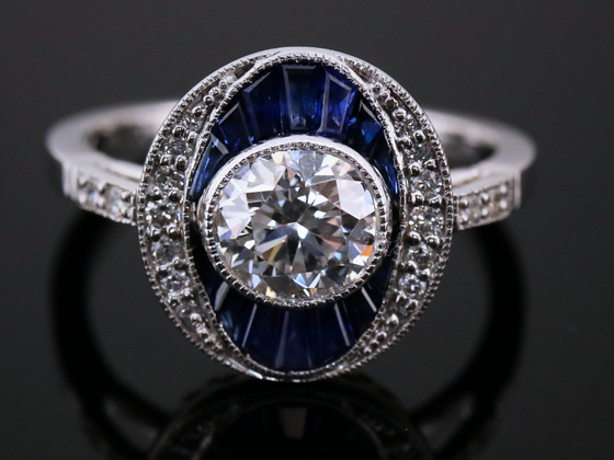 The Martingale Sapphire and Lab Grown Diamond Ring in 14K White Gold