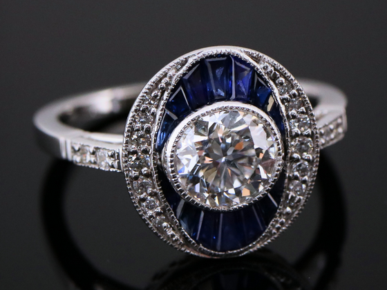 The Martingale Sapphire and Lab Grown Diamond Ring in 14K White Gold