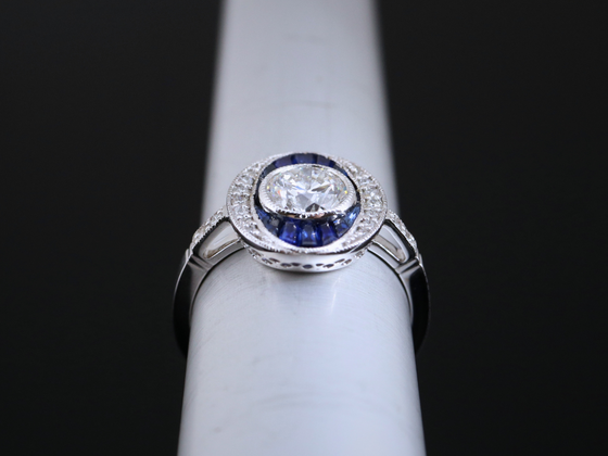 The Martingale Sapphire and Lab Grown Diamond Ring in 14K White Gold
