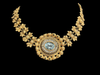 Aquamarine and Seed Pearl Halo Cannetille Necklace in 21K Yellow Gold