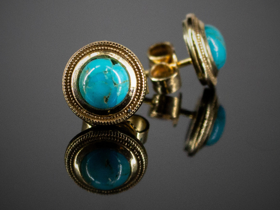 The Nellie Turquoise Stud Earrings in 14K Yellow Gold