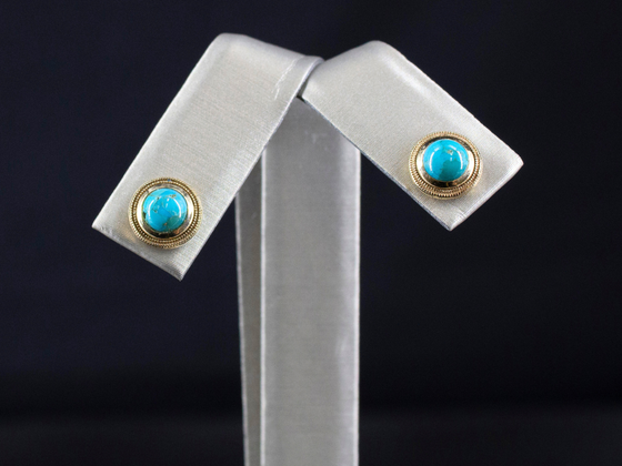 The Nellie Turquoise Stud Earrings in 14K Yellow Gold