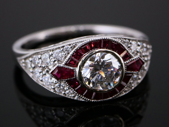 The Faneuil Ruby and Lab Diamond Ring in 14K White Gold