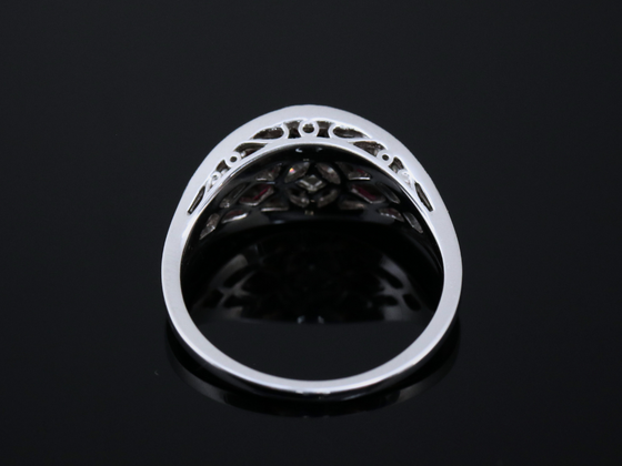 The Faneuil Ruby and Lab Diamond Ring in 14K White Gold