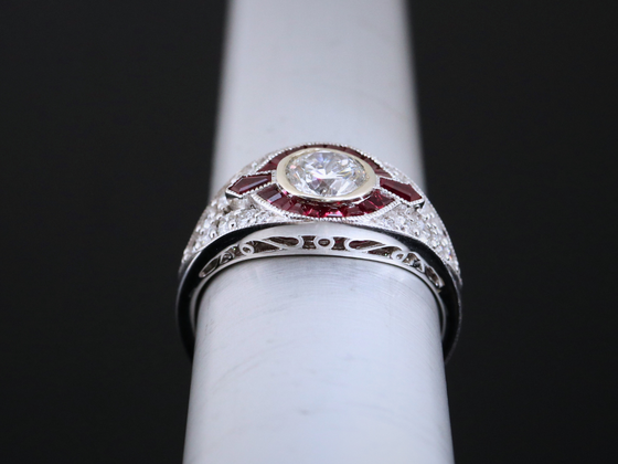 The Faneuil Ruby and Lab Diamond Ring in 14K White Gold