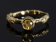  Yellow Sapphire Ring with Organic Form 18K Yellow Gold Band