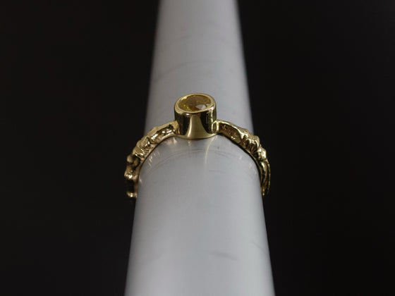 Yellow Sapphire Ring with Organic Form 18K Yellow Gold Band