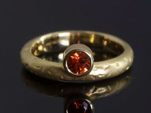  Orange Sapphire Ring with Textured 18K Yellow Gold Band