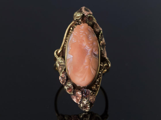 Coral Cameo Ring in 14K Black Hills Gold