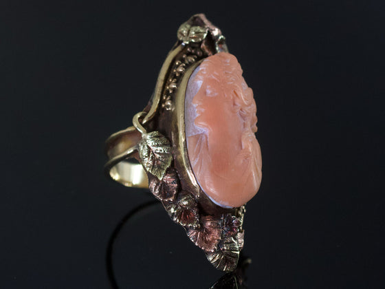 Coral Cameo Ring in 14K Black Hills Gold