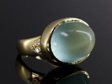  Aquamarine Drop Ring with Old Mine Cut Diamond Accents in 18K Yellow Gold