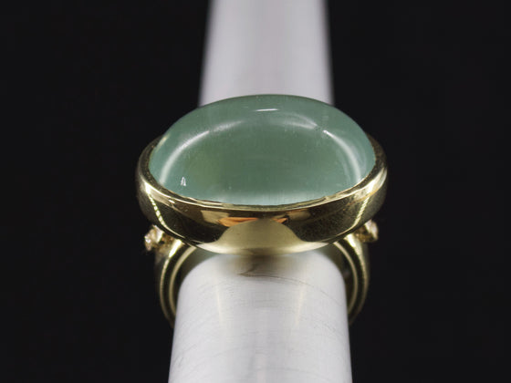 The Rhea Aquamarine and Old Mine Cut Diamond Accents Ring in 18K Yellow Gold