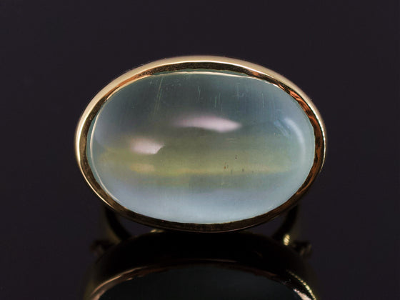 The Rhea Aquamarine and Old Mine Cut Diamond Accents Ring in 18K Yellow Gold