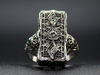 Art Deco Diamond Floral Dinner Ring in 14K White Gold