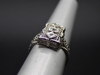 Art Deco Diamond Floral Dinner Ring in 14K White Gold