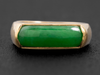 East to West Bezel Set Dyed Jade Ring in 18K Yellow Gold