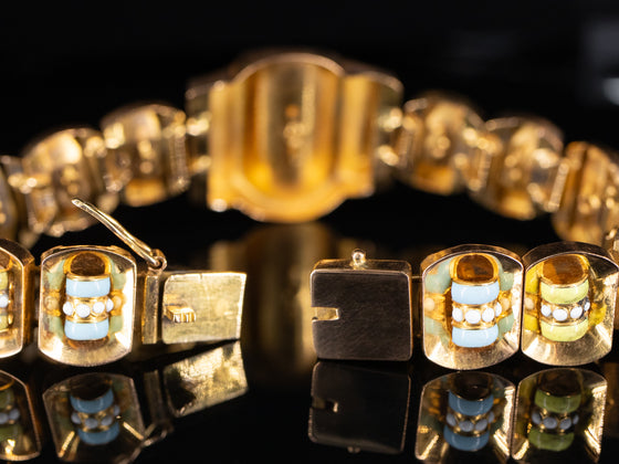 Golden Bloom Enamel Bracelet in 14K Yellow Gold