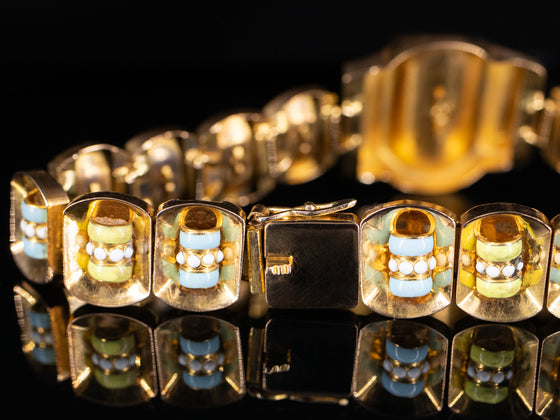 Golden Bloom Enamel Bracelet in 14K Yellow Gold