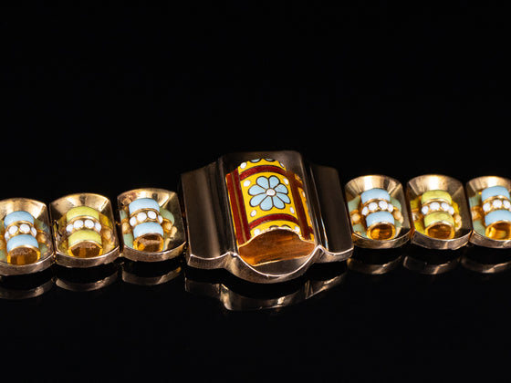 Golden Bloom Enamel Bracelet in 14K Yellow Gold