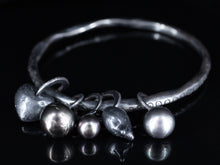  Freshwater Pearl and Sterling Silver Charm Bangle in Oxidized Sterling Silver
