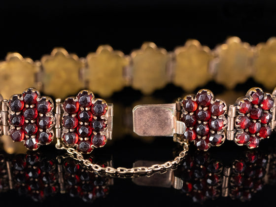 Bohemian Garnet Cluster Bracelet in Gold-Plated