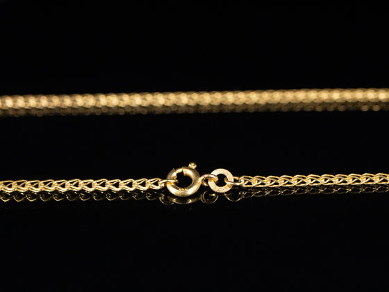 18K Yellow Gold Woven Box Wheat Chain 24"